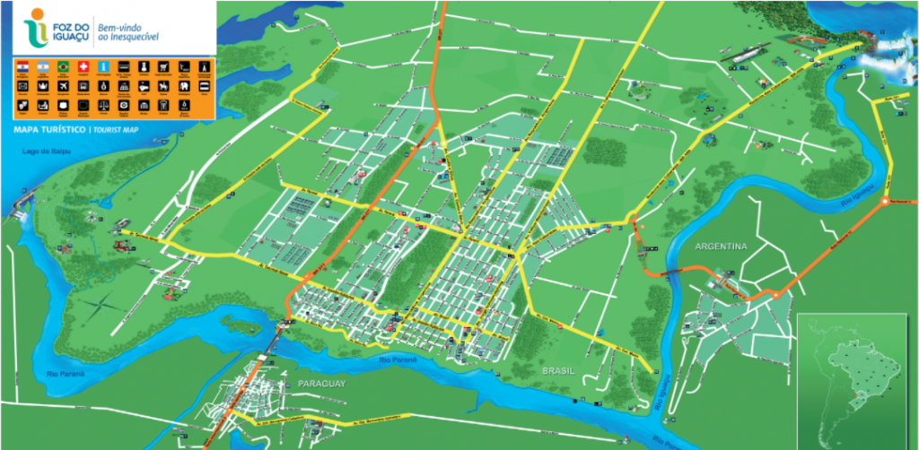 Mapa turístico de Foz do Iguaçu