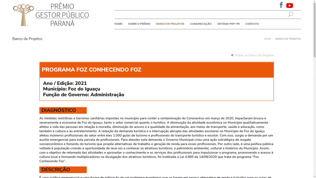 Foz Conhecendo Foz prêmio gestão pública Paraná